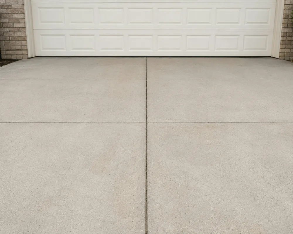 Concrete driveway and apron leading to a residential garage